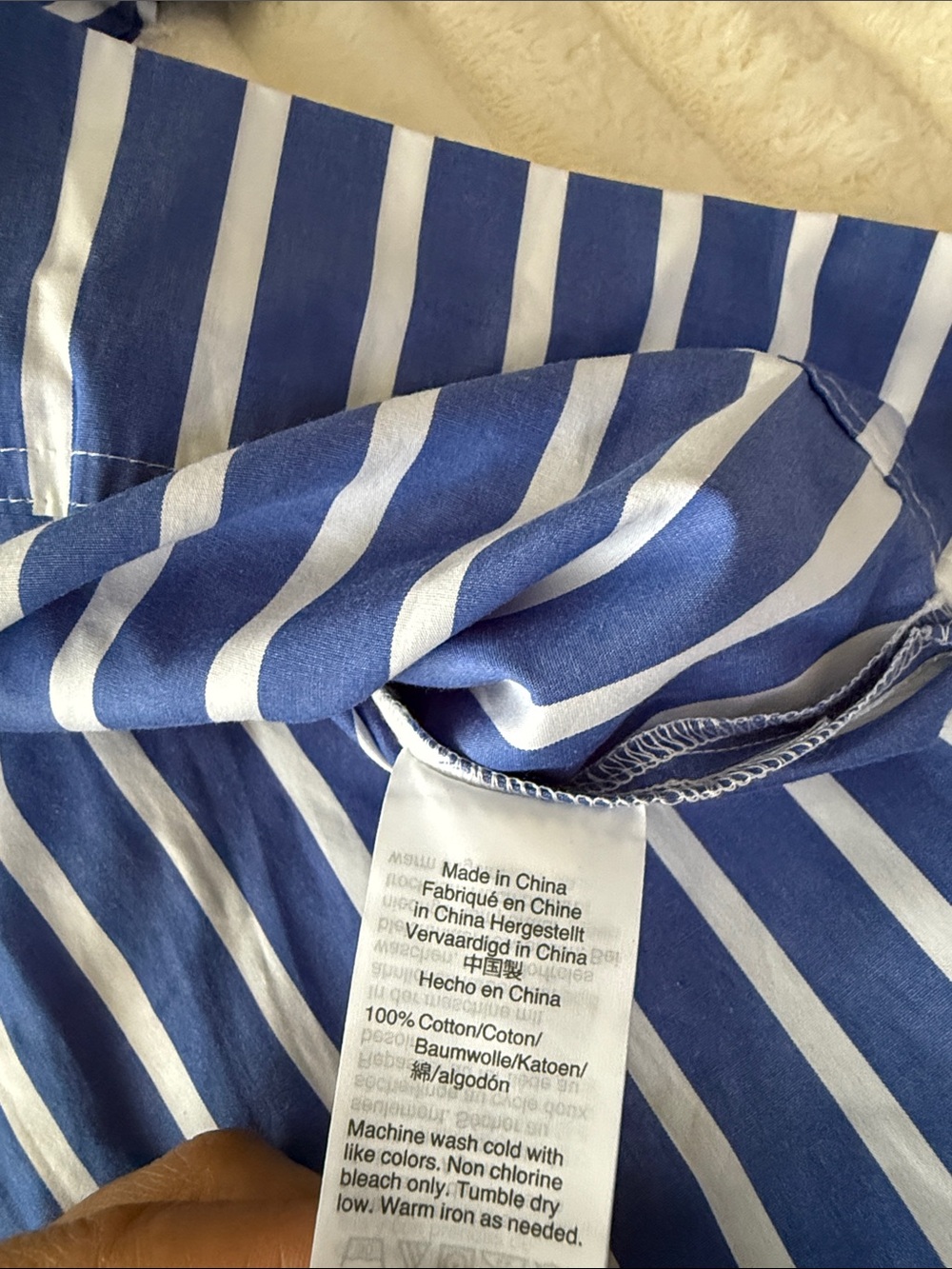 J.Crew NWT Blue & White Striped Button Shoulder Popover Blouse Sz 8 100% Cotton - Picture 7 of 9